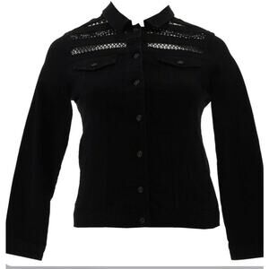 Diane Gilman DG2 Diane Gilman Stretch Crochet Trim Denim Jacket Women's XS